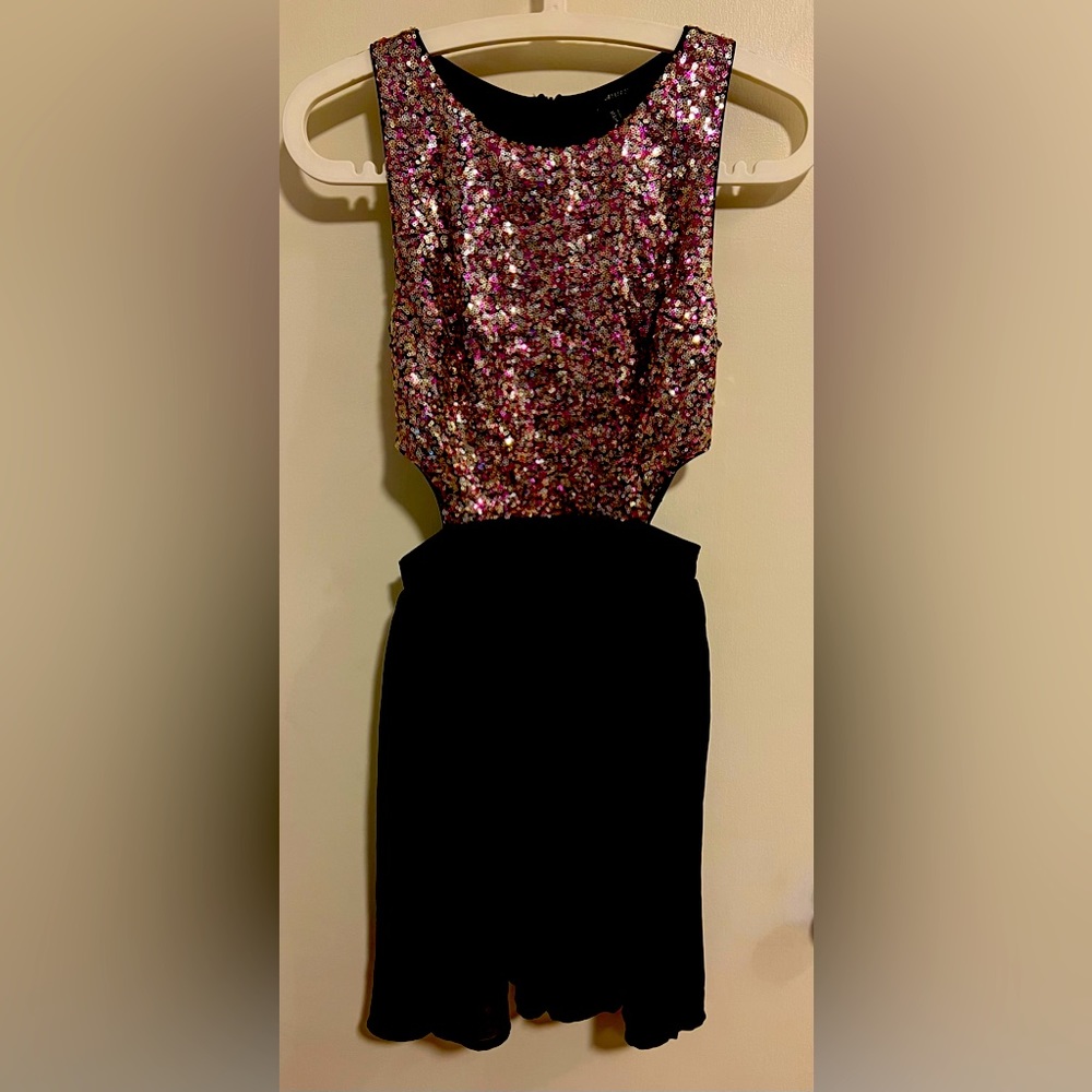Pink & chrome sequin mini dress; Forever 21